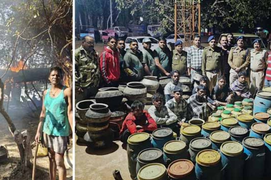 पुलिस की छापामार कार्रवाई, अवैध कच्ची महुआ शराब का जखीरा बरामद