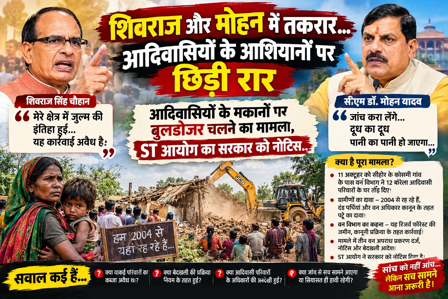 आदिवासियों के आशियानों पर सियासी रार..आमने-सामने..’शिवराज.’ और ‘सरकार’